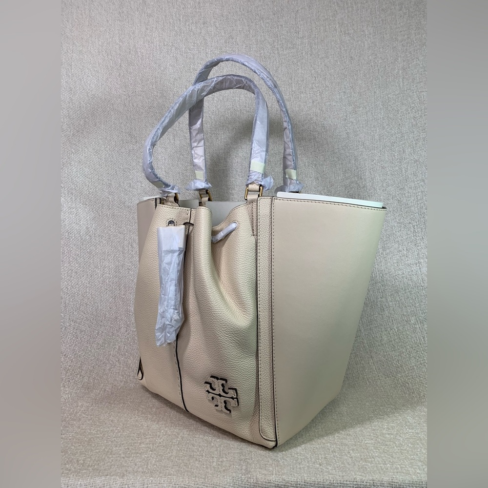 NEW Tory Burch Mcgraw Dragonfly Brie Cream Leather Oversized Shopper Tote Bag - Picture 10 of 16